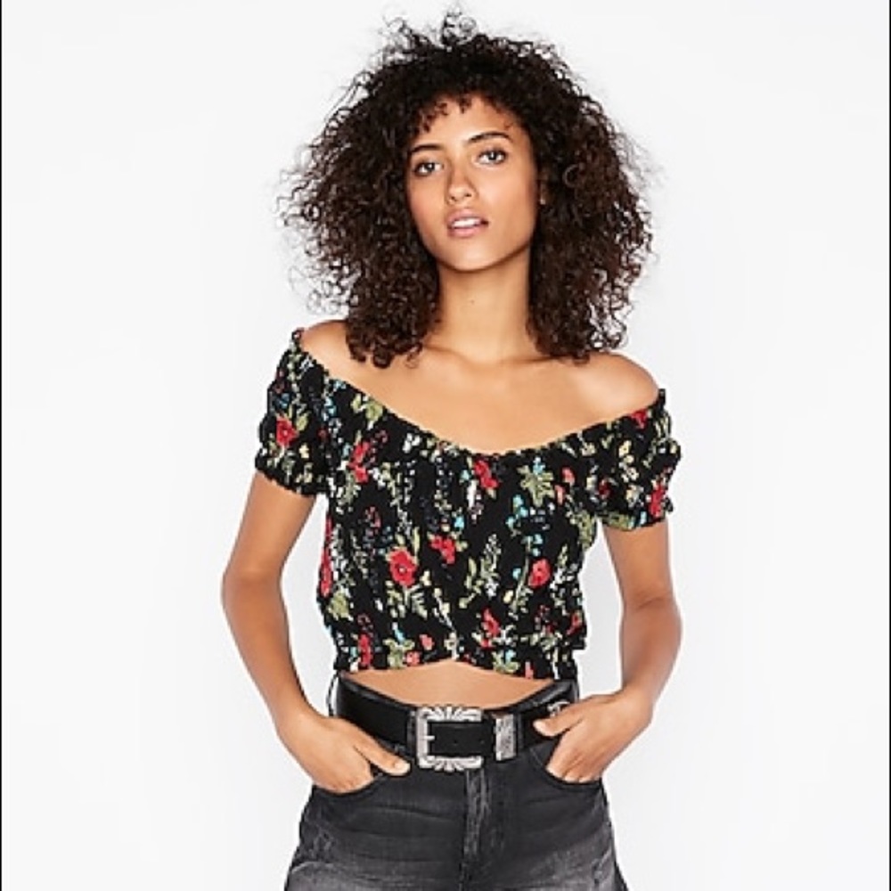 Floral All-Over Smocked Crop Top